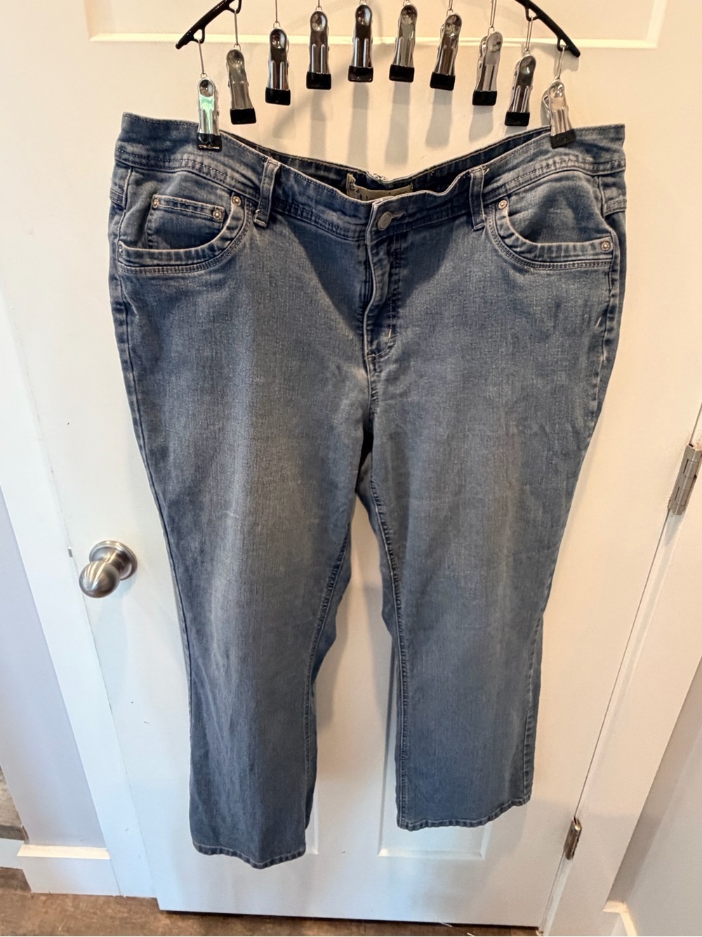 JMS Just My Size Boot Leg Crop Jeans Plus Size Stretch Denim Light Wash 20
